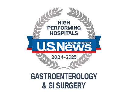 US News and World Report High Performing Badge - Gastroenterology and GI Surgery